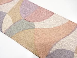 手織り紬　抽象模様織り出し　名古屋帯